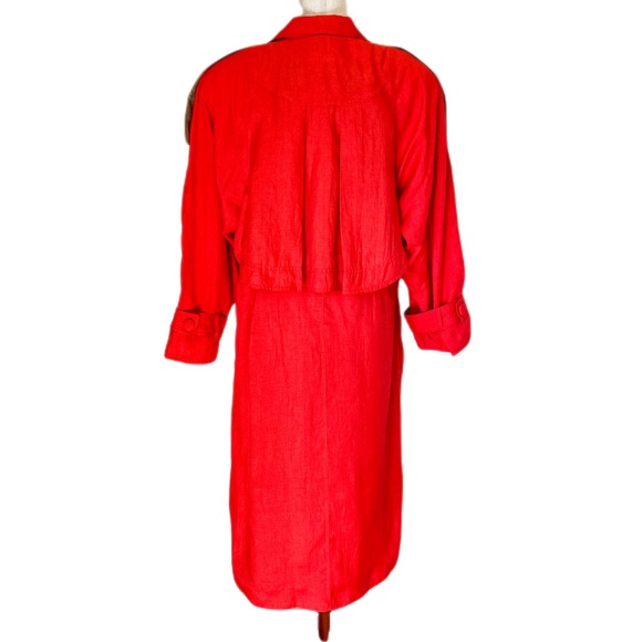 Vintage Belted Windbreaker Trench Shoulder Pads Size 12 - Picture 9 of 10